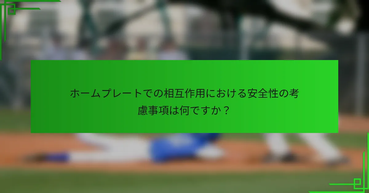 ホームプレートでの相互作用における安全性の考慮事項は何ですか？
