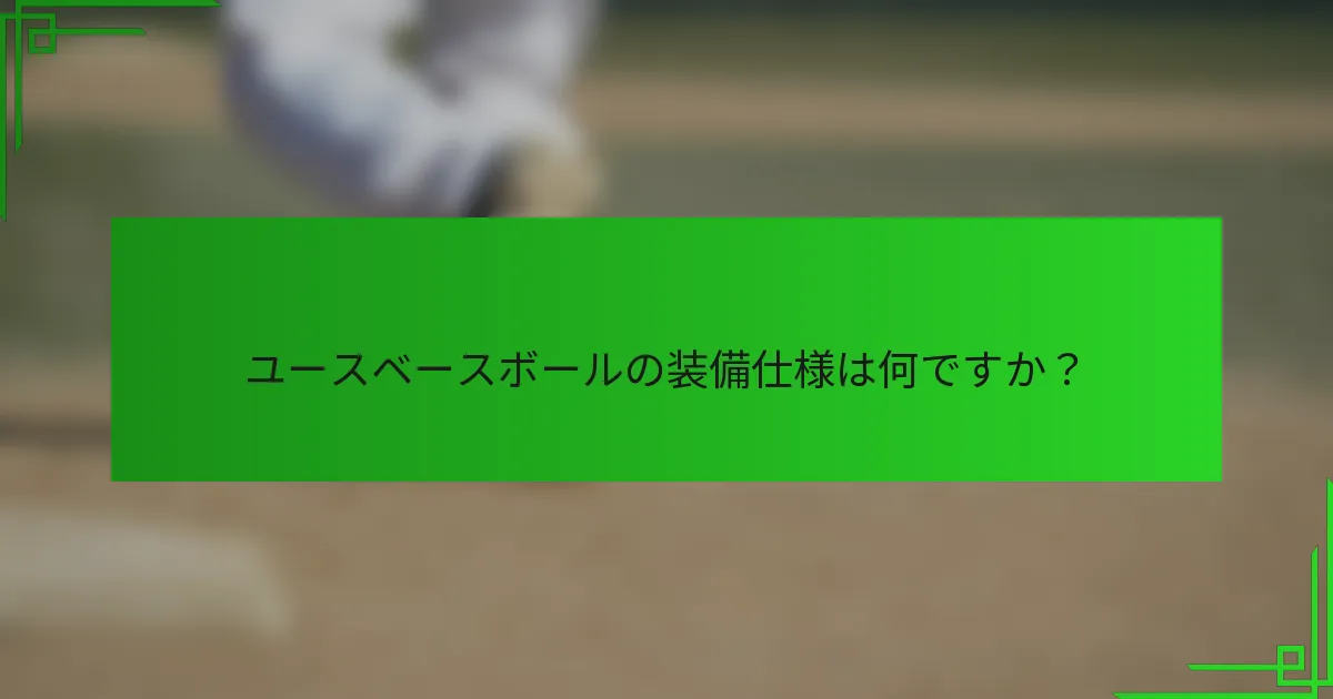 ユースベースボールの装備仕様は何ですか？